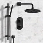 Remer SFR41 Matte Black Thermostatic Shower System with 8